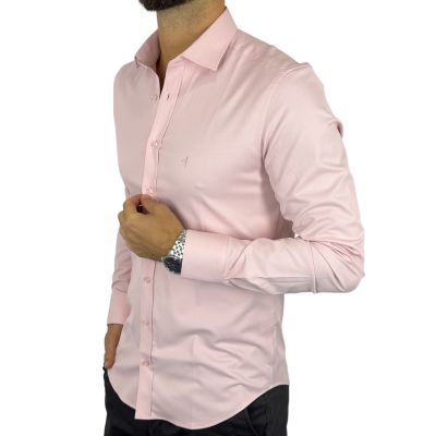 DANIEL BESSI Koszula męska fb012 łosoś, lycra | Sklep GriShop.eu | Koszule