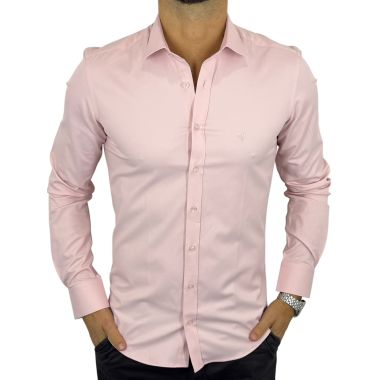 DANIEL BESSI Koszula męska fb012 łosoś, lycra | Sklep GriShop.eu | Koszule