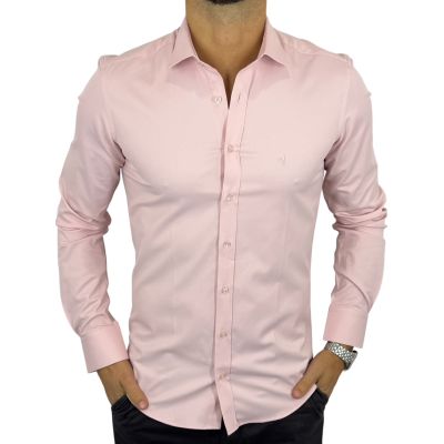 DANIEL BESSI Koszula męska fb012 łosoś, lycra | Sklep GriShop.eu | Koszule