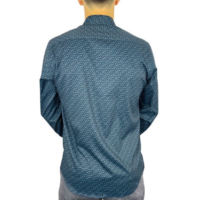 DANIEL BESSI Koszula męska fb097 Grafit, Ciemna zieleń rozmazana krata efekt jedwabiu | Sklep GriShop.eu | Koszule