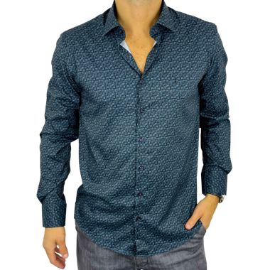 DANIEL BESSI Koszula męska fb097 Grafit, Ciemna zieleń rozmazana krata efekt jedwabiu | Sklep GriShop.eu | Koszule