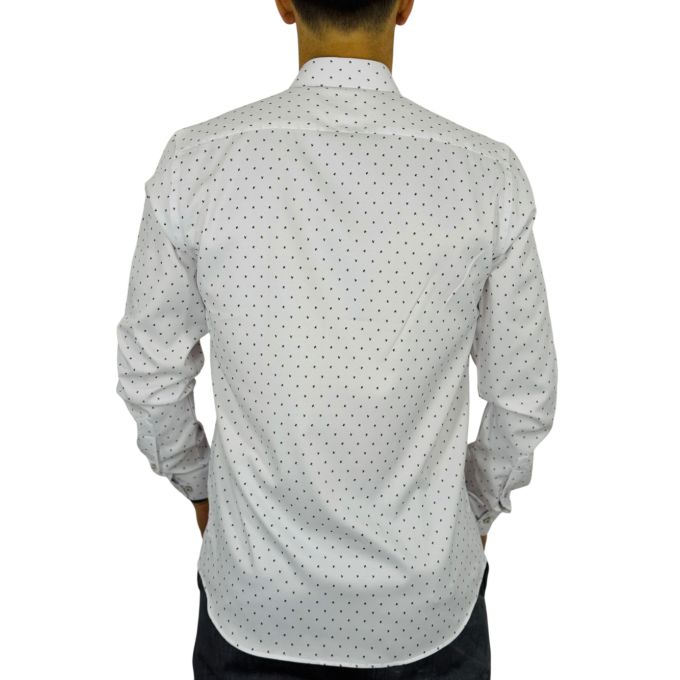 DANIEL BESSI Koszula męska fb189 biała z delikatnym brązowym wzorem, efekt jedwabiu | Sklep GriShop.eu | Koszule