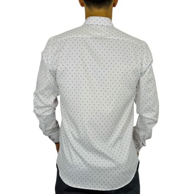 DANIEL BESSI Koszula męska fb189 biała z delikatnym brązowym wzorem, efekt jedwabiu | Sklep GriShop.eu | Koszule