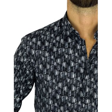 DANIEL BESSI Koszula męska fb126 czarna, efekt jedwabiu | Sklep GriShop.eu | Koszule 2