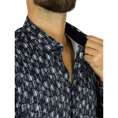 DANIEL BESSI Koszula męska fb126 czarna, efekt jedwabiu | Sklep GriShop.eu | Koszule
