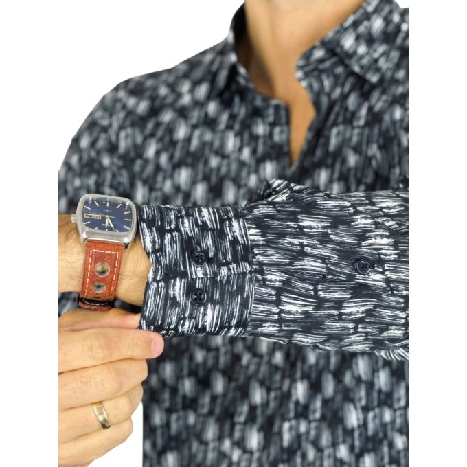 DANIEL BESSI Koszula męska fb126 czarna, efekt jedwabiu | Sklep GriShop.eu | Koszule