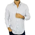 DANIEL BESSI Koszula męska fb200 biały, granatowy, groszki, efekt jedwabiu | Sklep GriShop.eu | Koszule