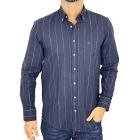 DANIEL BESSI Koszula męska fb309 granatowa, w kolorowe paski bawełna jak len | Sklep GriShop.eu | Koszule
