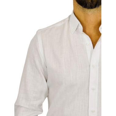 DANIEL BESSI Koszula męska fb259 biała bawełna jak len | Sklep GriShop.eu | Koszule 2