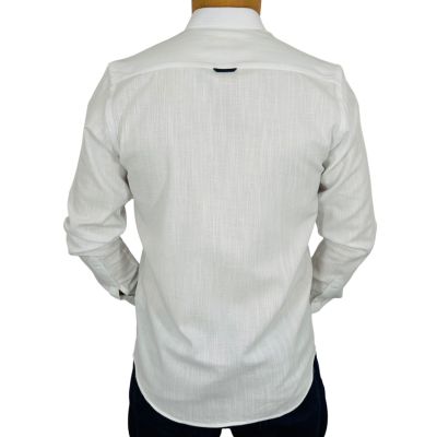 DANIEL BESSI Koszula męska fb259 biała bawełna jak len | Sklep GriShop.eu | Koszule