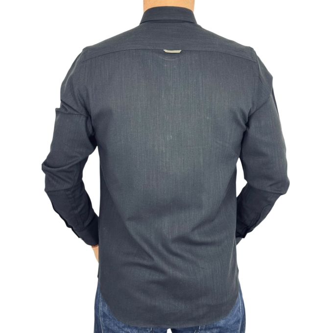 DANIEL BESSI Koszula męska fb267 czarna bawełna jak len | Sklep GriShop.eu | Koszule