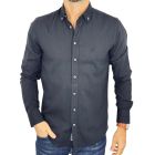 DANIEL BESSI Koszula męska fb267 czarna bawełna jak len | Sklep GriShop.eu | Koszule