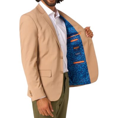 OPPOSUITS Marynarka męska beżowa, ciekawa niebieska podszewka, cosual | Sklep GriShop.eu | Strona główna