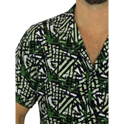 GIOVANNI PERA Koszula męska, krótki rękaw GPK43, zielona | Sklep GriShop.eu | Koszule