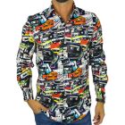 GIOVANNI PERA Koszula męska GP434 kolorowa kasety audio retro | Sklep GriShop.eu | Koszule