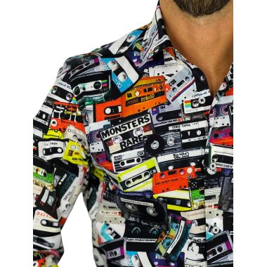 GIOVANNI PERA Koszula męska GP434 kolorowa kasety audio retro | Sklep GriShop.eu | Koszule 2