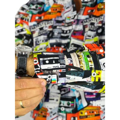 GIOVANNI PERA Koszula męska GP434 kolorowa kasety audio retro | Sklep GriShop.eu | Koszule