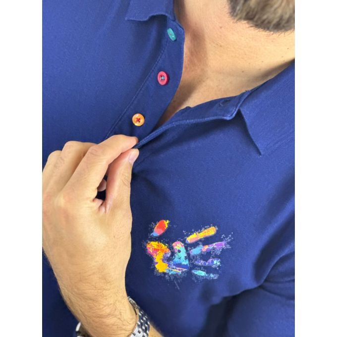 GIOVANNI PERA T-shirt polo męski TGP132 granatowy, elastyczna, naszywka | Sklep GriShop.eu | Koszulki