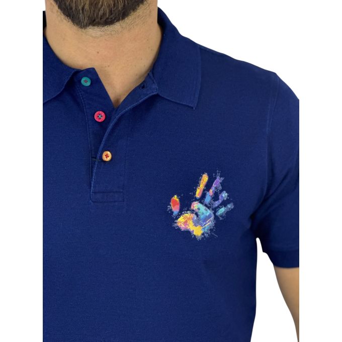 GIOVANNI PERA T-shirt polo męski TGP132 granatowy, elastyczna, naszywka | Sklep GriShop.eu | Koszulki