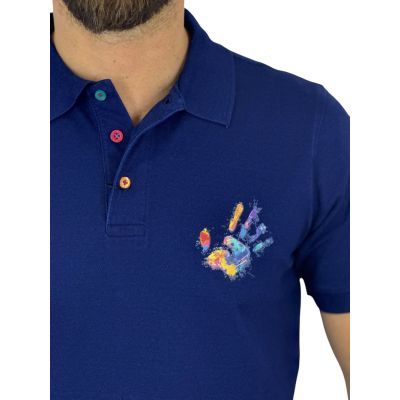 GIOVANNI PERA T-shirt polo męski TGP132 granatowy, elastyczna, naszywka | Sklep GriShop.eu | Koszulki