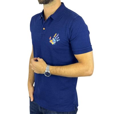 GIOVANNI PERA T-shirt polo męski TGP132 granatowy, elastyczna, naszywka | Sklep GriShop.eu | Koszulki