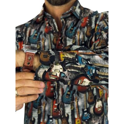 GIOVANNI PERA Koszula męska GP448 kolorowa, muzyczna, gitary, retro | Sklep GriShop.eu | Koszule