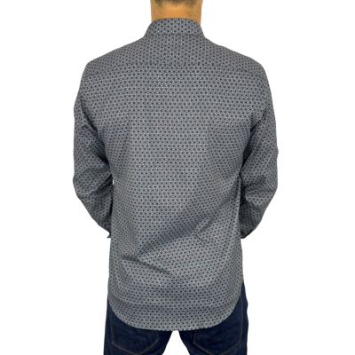 DANIEL BESSI Koszula męska fb156 szary, czarny, kółka, efekt jedwabiu | Sklep GriShop.eu | Koszule
