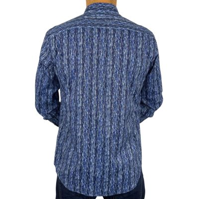 DANIEL BESSI Koszula męska fb104 niebieski, granat, biały, kreski, efekt jedwabiu | Sklep GriShop.eu | Koszule