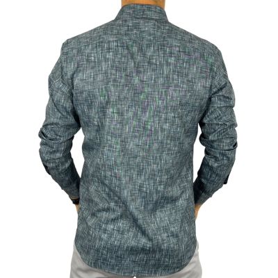 DANIEL BESSI Koszula męska fb096 ciemny zielony, khaki, melanż, efekt jedwabiu | Sklep GriShop.eu | Koszule
