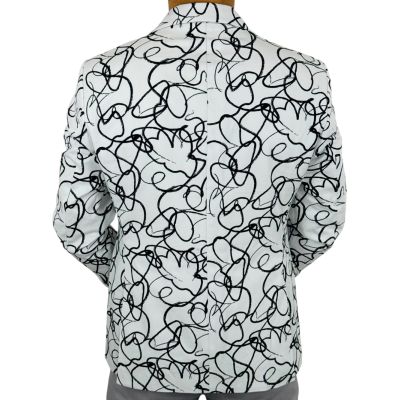 GIOVANNI PERA Marynarka męska D703 , Biała, czarne szlaczki, casual, wesoła, impreza | Sklep GriShop.eu | Marynarki