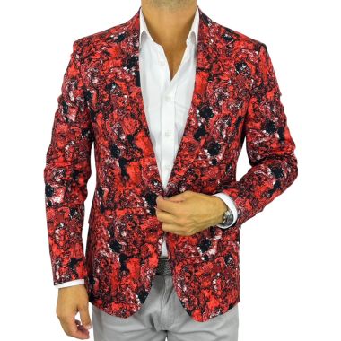 GIOVANNI PERA Marynarka męska D714 Czerwona lawa, casual, gorąca, impreza | Sklep GriShop.eu | Marynarki