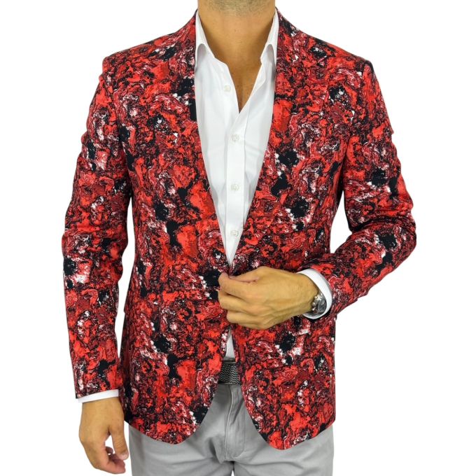 GIOVANNI PERA Marynarka męska D714 Czerwona lawa, casual, gorąca, impreza | Sklep GriShop.eu | Marynarki