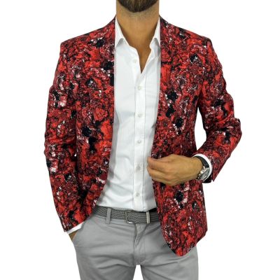 GIOVANNI PERA Marynarka męska D714 Czerwona lawa, casual, gorąca, impreza | Sklep GriShop.eu | Marynarki