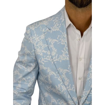 GIOVANNI PERA Marynarka męska D712 Niebieska paski kwiaty casual, wesoła, impreza | Sklep GriShop.eu | Marynarki