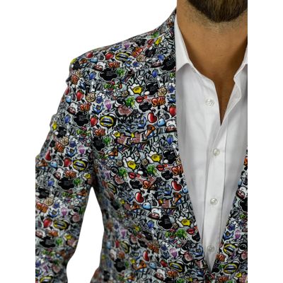 GIOVANNI PERA Marynarka męska D713 EMOTIKONY, Komiks, casual, wesoła, impreza | Sklep GriShop.eu | Marynarki