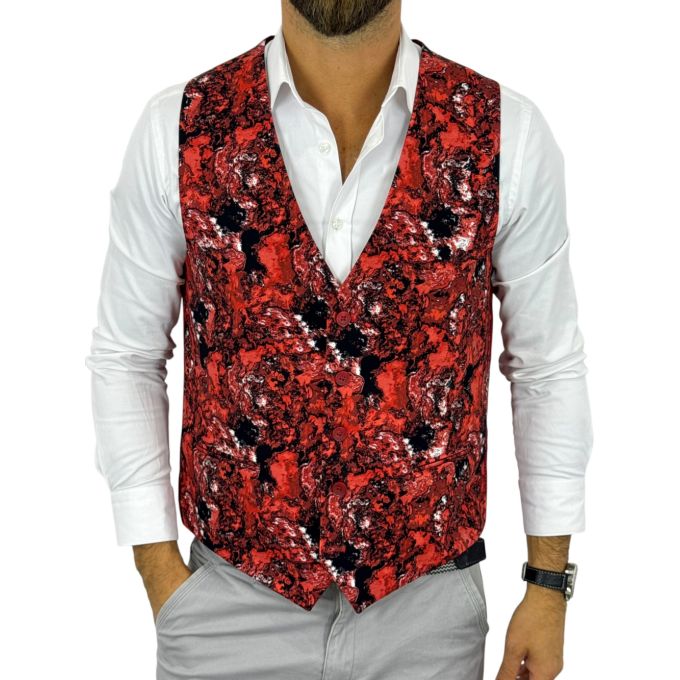 GIOVANNI PERA kamizelka męska D714 Czerwona lawa, casual, gorąca, impreza bezrękawnik | Sklep GriShop.eu | Kamizelki