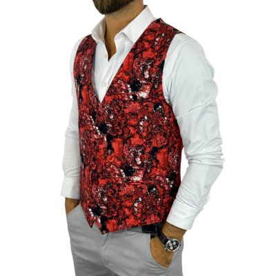 GIOVANNI PERA kamizelka męska D714 Czerwona lawa, casual, gorąca, impreza bezrękawnik | Sklep GriShop.eu | Kamizelki