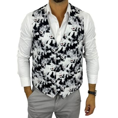 GIOVANNI PERA kamizelka męska D715 Biało-czarna Marilyn Monroe , casual, wesoła, impreza bezrękawnik | Sklep GriShop.eu | Kamize