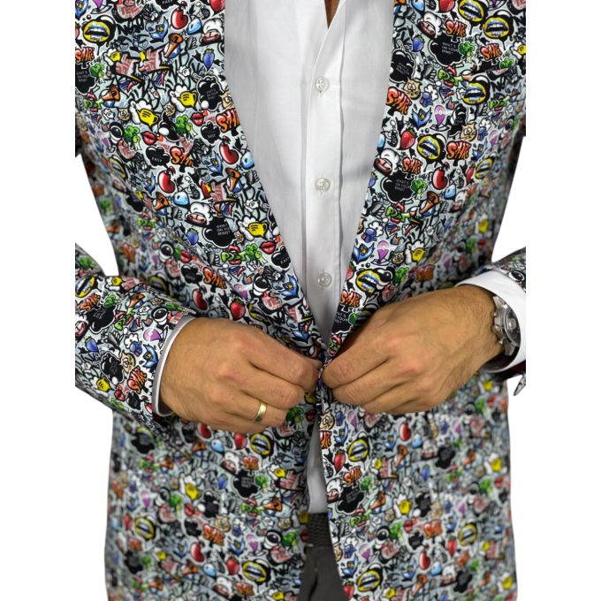 GIOVANNI PERA Garnitur męski D713 EMOTIKONY, Komiks, casual, wesoła, impreza | Sklep GriShop.eu | Garnitury