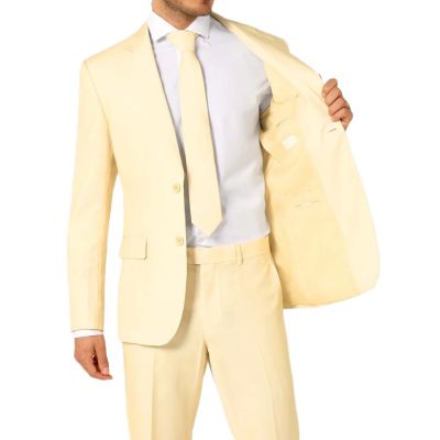 OPPOSUITS Garnitur męski z krawatem, jasny zółty, bananowy, casual, pastele | Sklep GriShop.eu | Garnitury