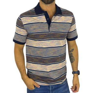 GIANNI MARCELO T-shirt polo męski PGM9 paski, kolorowa | Sklep GriShop.eu | Koszulki