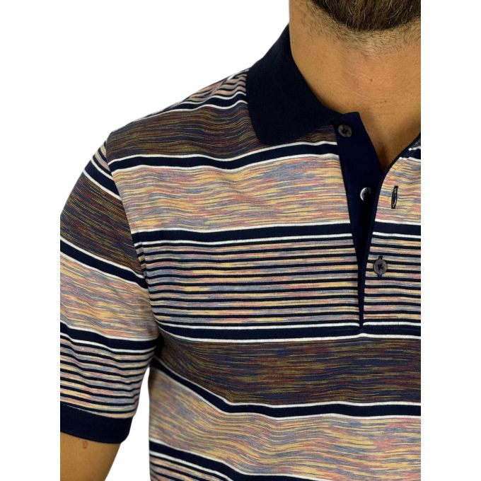 GIANNI MARCELO T-shirt polo męski PGM9 paski, kolorowa | Sklep GriShop.eu | Koszulki