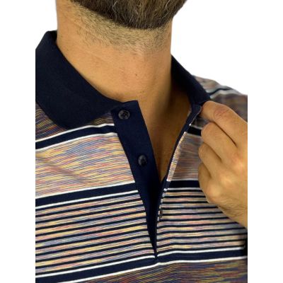 GIANNI MARCELO T-shirt polo męski PGM9 paski, kolorowa | Sklep GriShop.eu | Koszulki