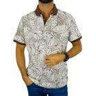 RAGMAN T-shirt polo męski PR1 brąz beż, liście kwiaty | Sklep GriShop.eu | Koszulki