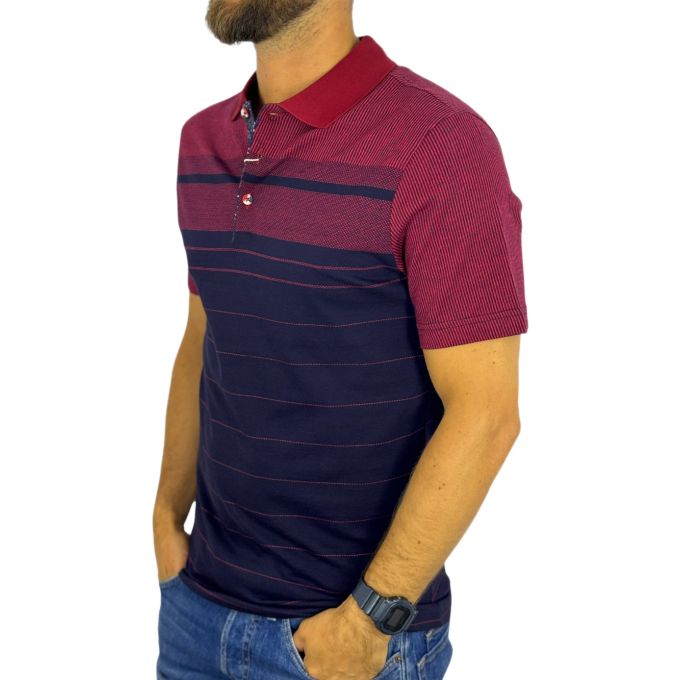 GIANNI MARCELO T-shirt polo męski PGM7 paski, kwiaty przy kołnierzu kolorowa | Sklep GriShop.eu | Koszulki