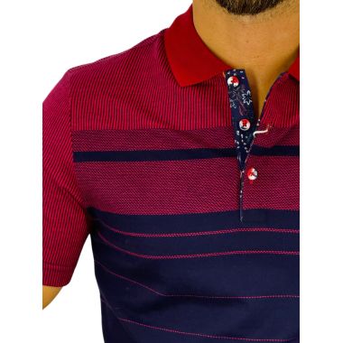 GIANNI MARCELO T-shirt polo męski PGM7 paski, kwiaty przy kołnierzu kolorowa | Sklep GriShop.eu | Koszulki 2