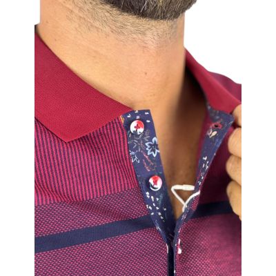 GIANNI MARCELO T-shirt polo męski PGM7 paski, kwiaty przy kołnierzu kolorowa | Sklep GriShop.eu | Koszulki