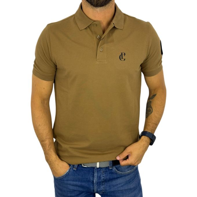 GIOVANNI PERA T-shirt polo męski PG1 beżowy, elastyczne | Sklep GriShop.eu | Koszulki