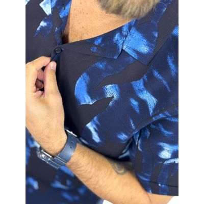 GIOVANNI PERA Koszula męska, krótki rękaw GPK60 czarna, granatowa, maziaje | Sklep GriShop.eu | Koszule