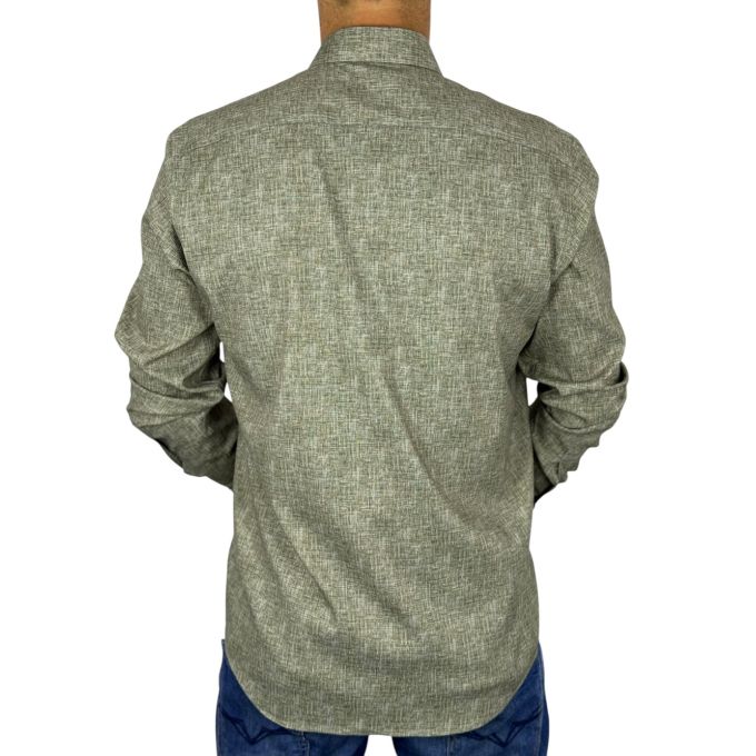 DANIEL BESSI Koszula męska fb078 zielony, khaki, melanż, efekt jedwabiu | Sklep GriShop.eu | Koszule